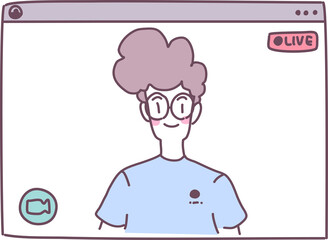 Man Goes Live on a Laptop Illustration
