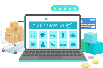 Shopping Online on Website Illustration