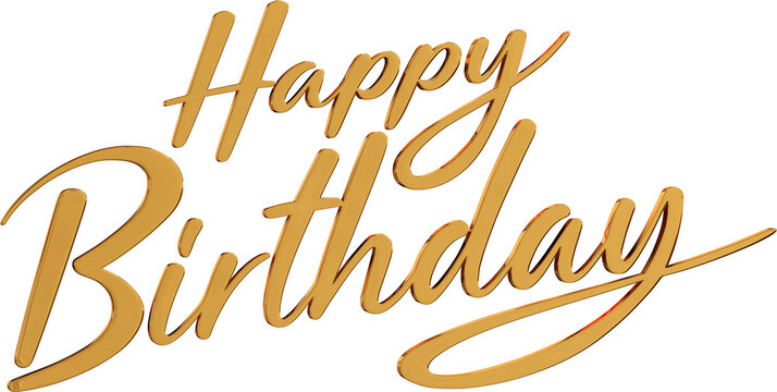 3D Rendering Element PNG Image Text Happy Birthday