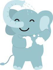 Elephant bathing illustration