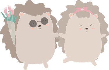 Porcupine couple illustration