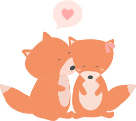Fox couple illustration