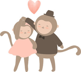 Monkey couple illustration