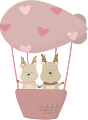 Deer couple on balloon illustration