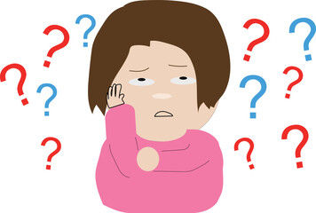 考える女性のイラスト