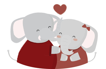 Elephant couple illustration