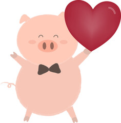 Obraz na płótnie Canvas Pig character holding heart illustration