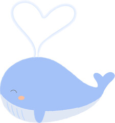 Whale with heart illustration