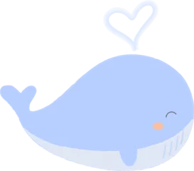 Crédence de cuisine en verre imprimé Baleine Whale with heart illustration
