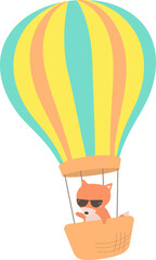 Cartoon fox on balloon illustration