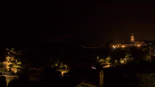 Krk, Croatia- Lightning Storm at Night Timelapse
