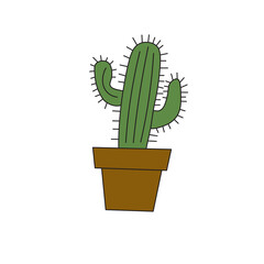 cute doodle cactus in a pot