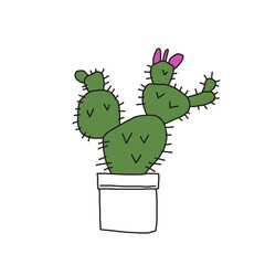 cute doodle cactus in a pot