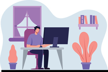 People work from home illustration