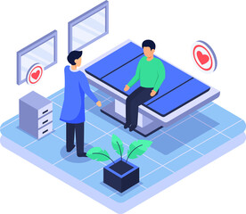 Doctors and researchers using innovative technologies isometric