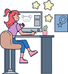 Graphic designer creating artwork