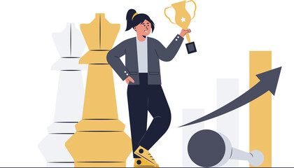 Businesswoman devise strategy to achieve goal