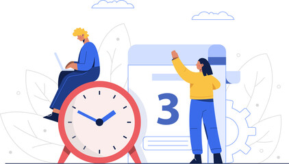 Business people planning schedule for making work