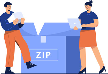 Office staff gather various documents