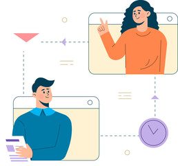 Office worker meeting via video conference