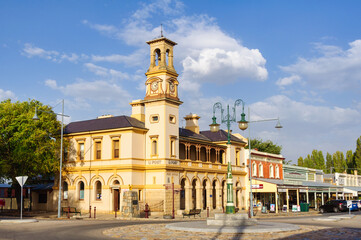 Fototapeta na wymiar Historic Post Office on the corner of Ford and Camp Streets - Beechworth, Victoria, Australia