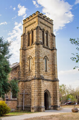 Fototapeta na wymiar Christ Church Anglican Church at the corner of Ford and Church Streets - Beechworth, Victoria, Australia