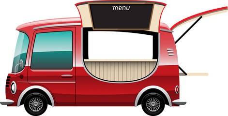 Cartoon food truck vehicle illustration