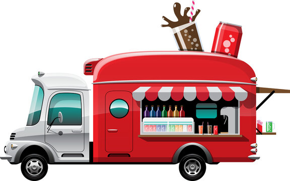 Cartoon food truck vehicle - Soft drink store