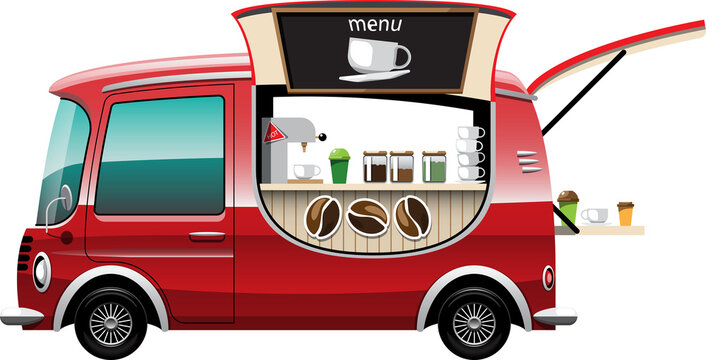 Cartoon food truck vehicle - Coffee store