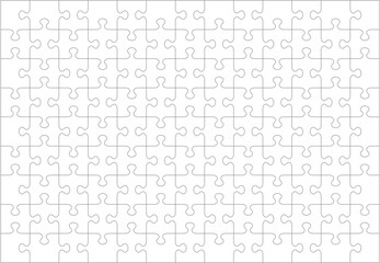 Jigsaw puzzle blank template or cutting guidelines of 117 transparent pieces. Classic style pieces are easy to separate (every piece is a single shape). 
