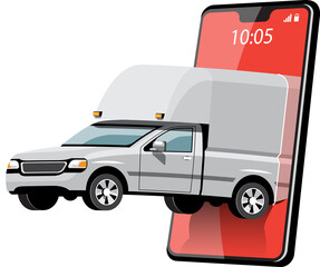 Delivery by van through online smartphone