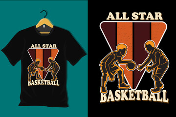 All Star Basketball Retro Vintage T Shirt Design
