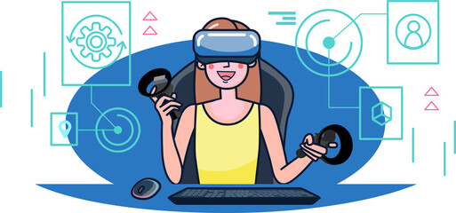 Gamer playing online game on computer