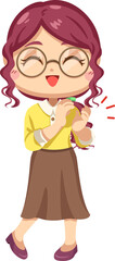 Female teacher in cartoon character