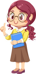 Fototapeta premium Female teacher in cartoon character