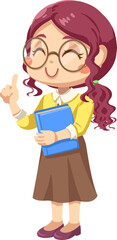 Obraz premium Female teacher in cartoon character