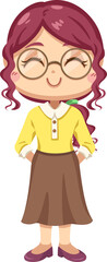 Female teacher in cartoon character