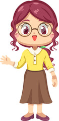 Female teacher in cartoon character