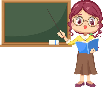 Female teacher in cartoon character