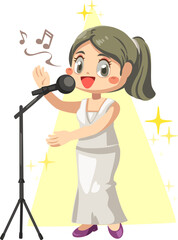 Female singer singing illustration