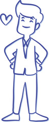 Hand Drawn Line Man with Heart