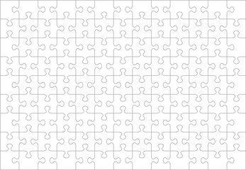 Jigsaw puzzle blank template or cutting guidelines of 117 transparent pieces. Classic style pieces are easy to separate (every piece is a single shape). 
