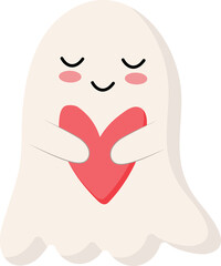 Ghost character hugs heart