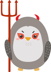 Owl character in witch costume