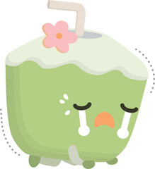 Coconut character crying illustration