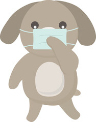 Dog character wearing medical mask
