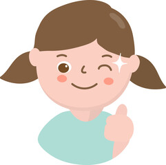 Woman character showing thumbs up
