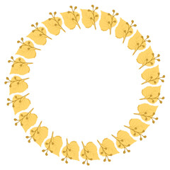 round frame yellow leaves twigs for poster banner postcards