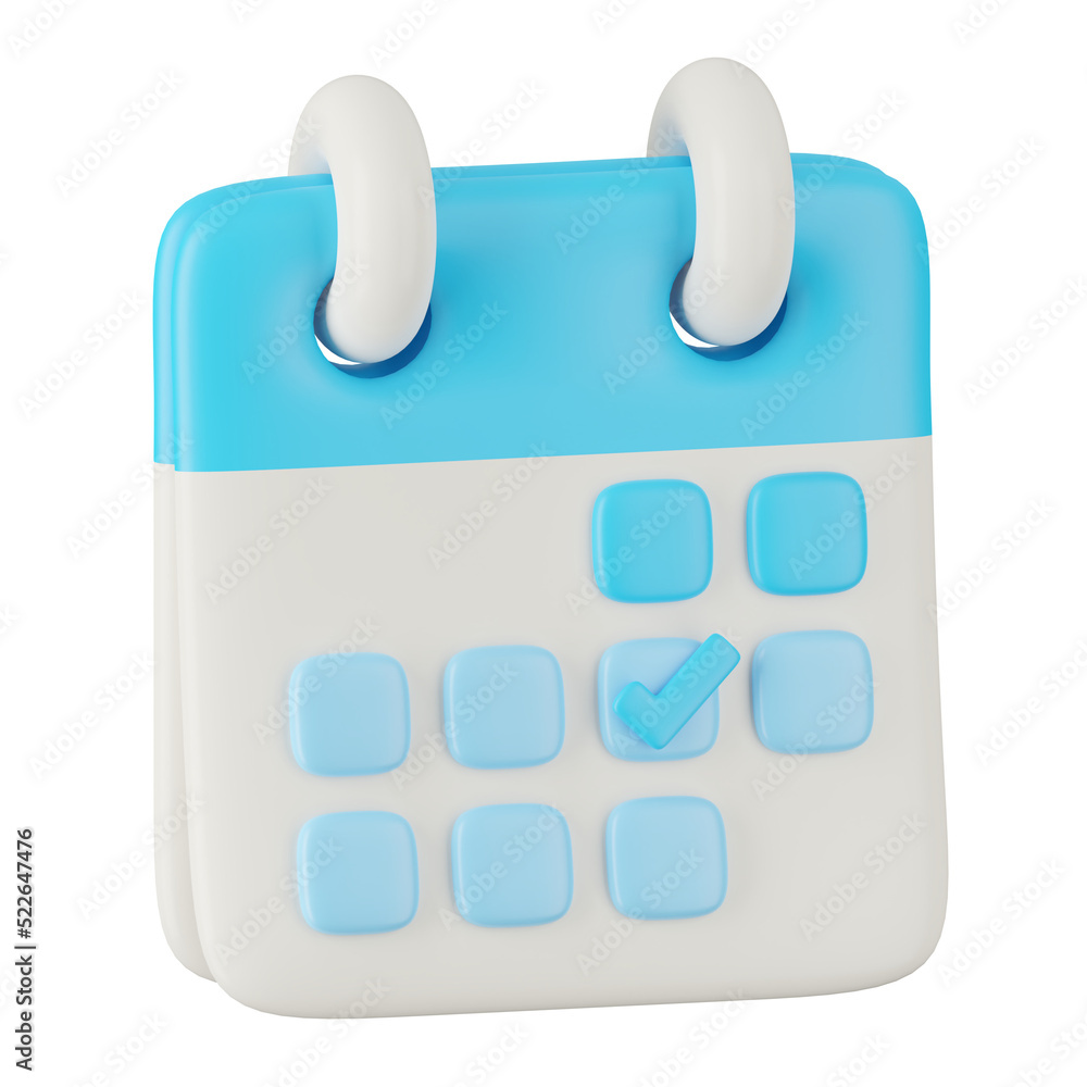 Poster 3d render of calendar icon isolated on white background.