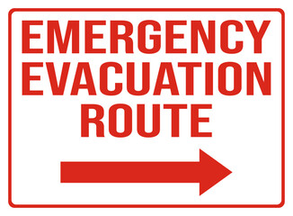 emergency evacuation route with right arrow - evacuation sign